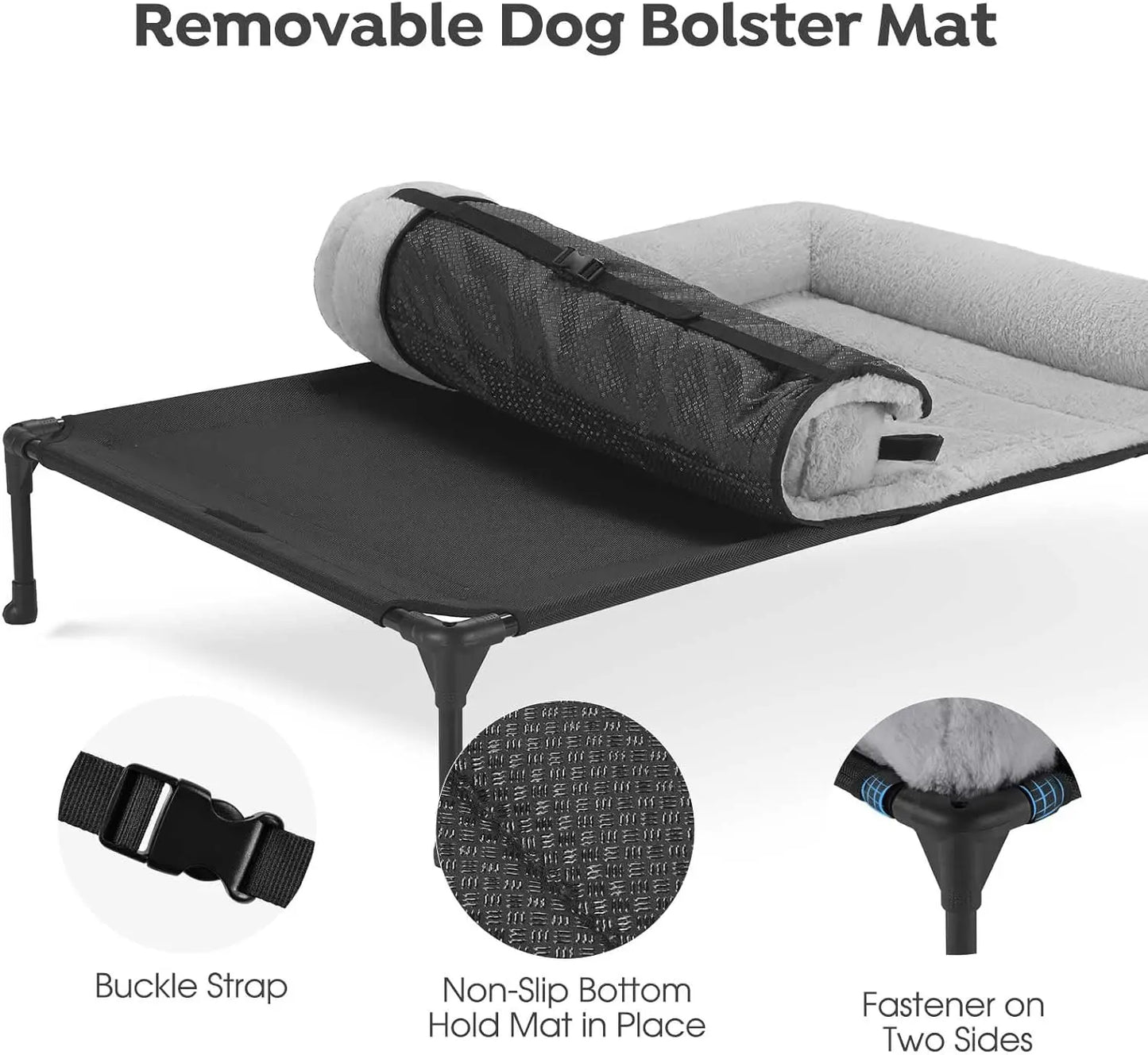 Elevated Orthopedic Dog Bed With Fluffy Bolster And Washable Mat