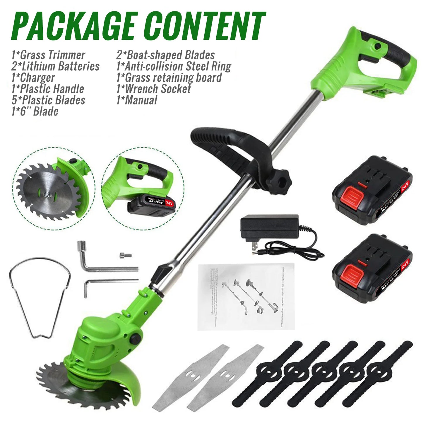 HG0076 Electric Cordless 2-In-1 Brushless Weed Trimmer For Lawn