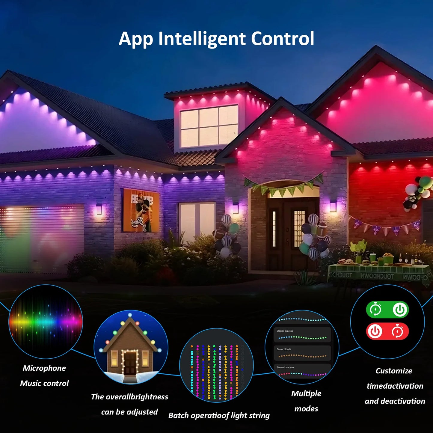 Aiopp Outdoor RGBIC LED Strip Lights With 72 Scene Modes