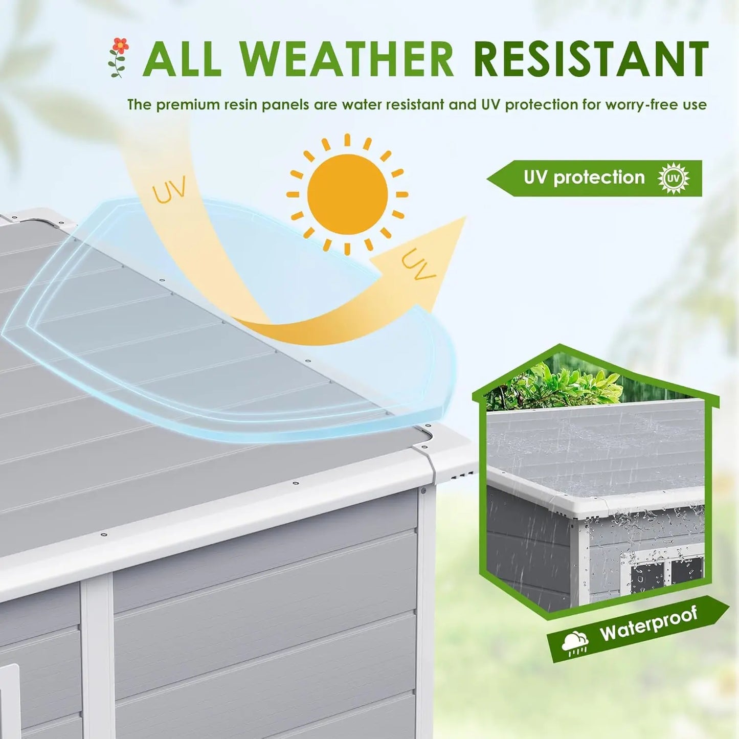 HUANZHUANG Resin Outdoor Storage Shed With Floor And Lockable Door