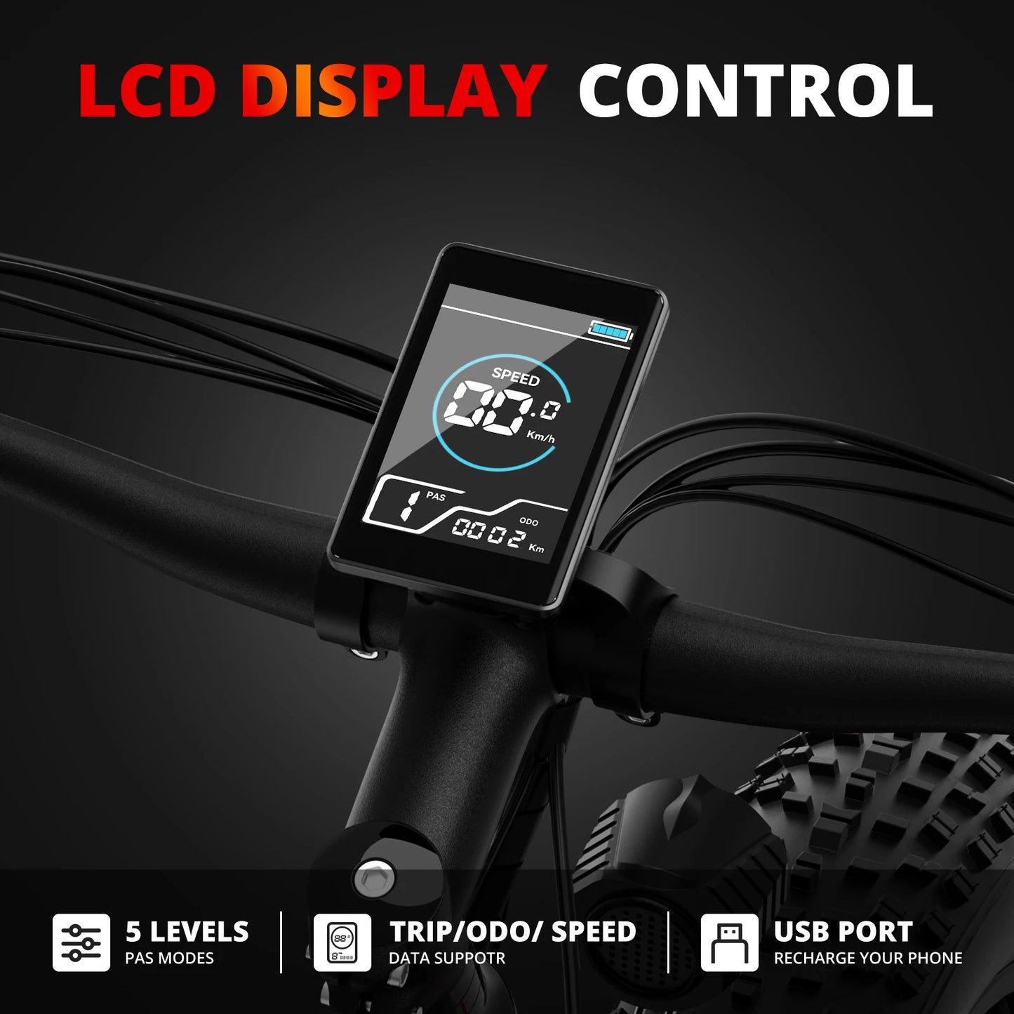 AMYET EB26 Electric Bike 1500W 28 MPH Fat Tire Mountain Ebike