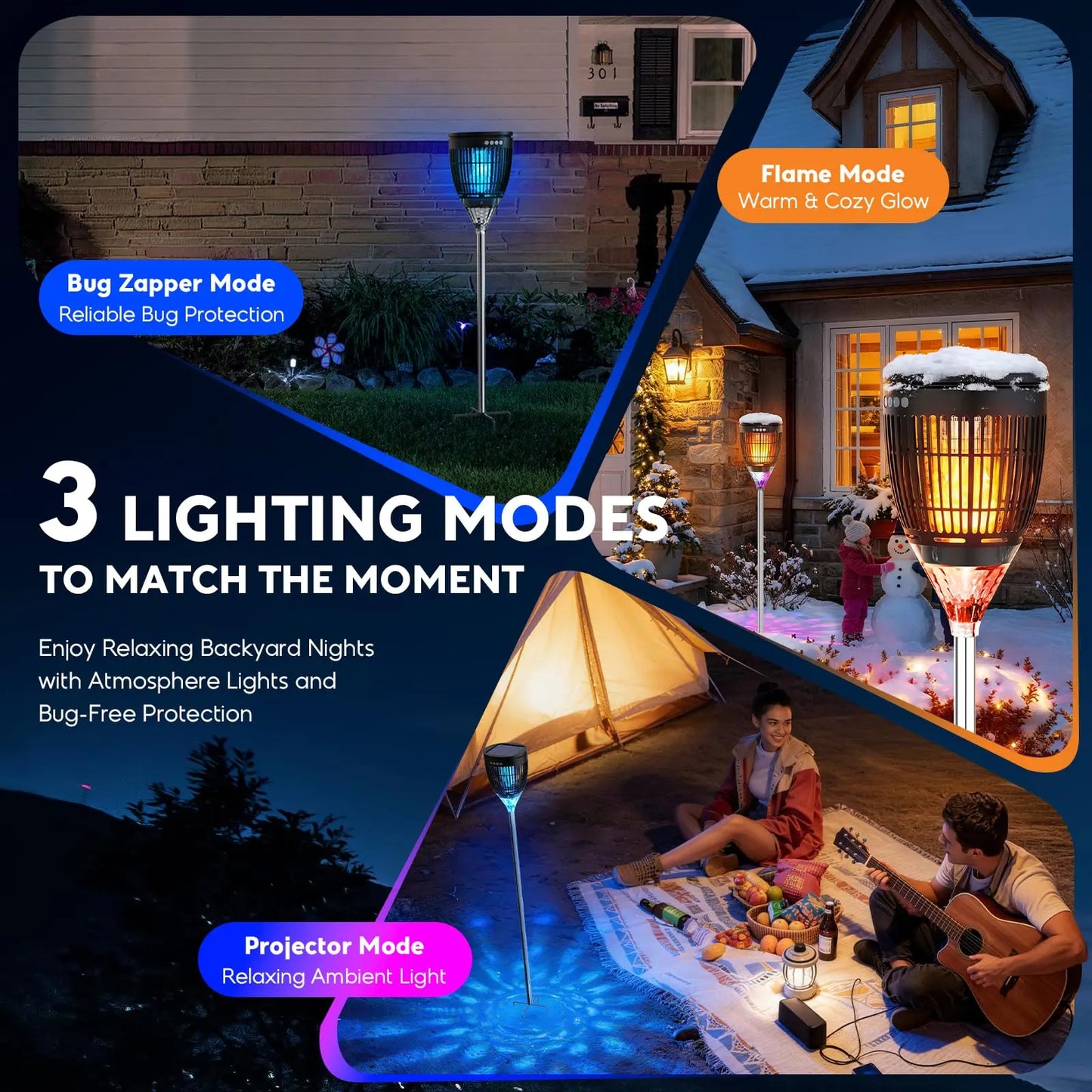 Solar Bug Zapper Outdoor 4200V 3 In 1 Mosquito Zapper