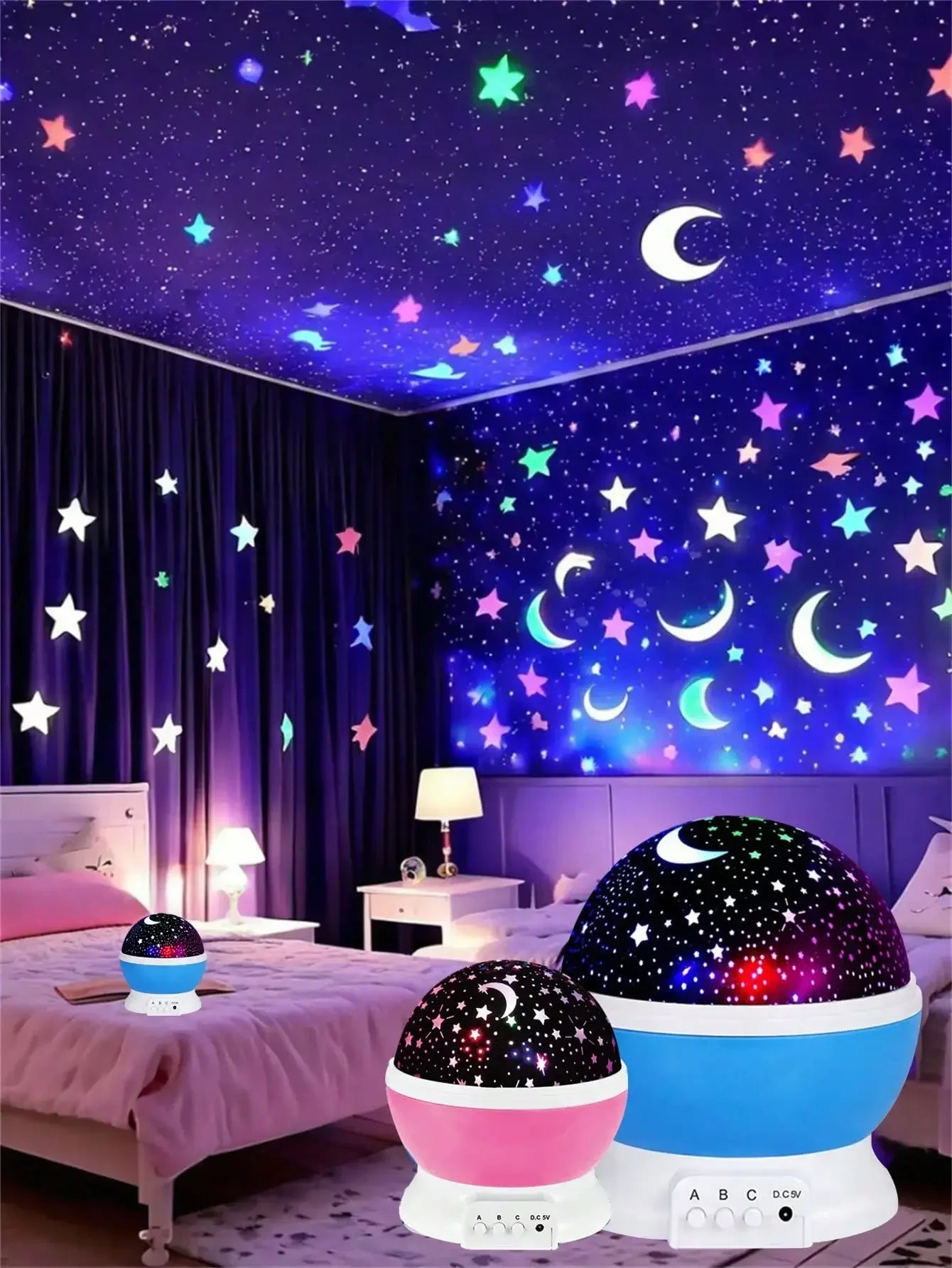 360 Rotation LED Star Moon Projection Lamp For Room Decor