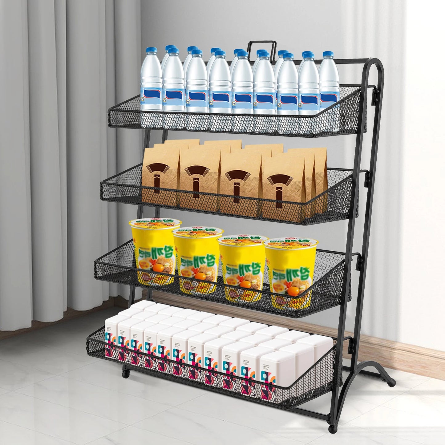 Bymaocar 4-Tier Snack Display Rack for Countertop Stores