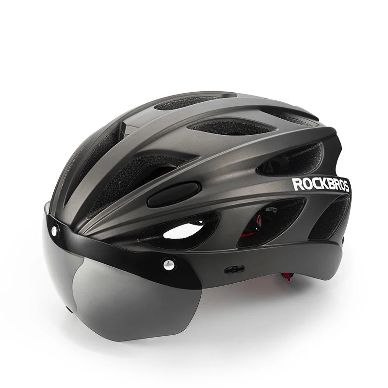 ROCKBROS Cycling Helmet With Integrated Goggles For MTB Road Use