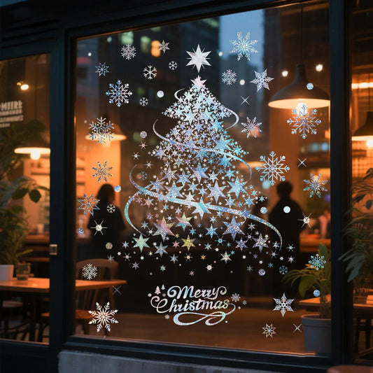 Christmas Window Sticker Set Tree Mirror Decoration For Glass