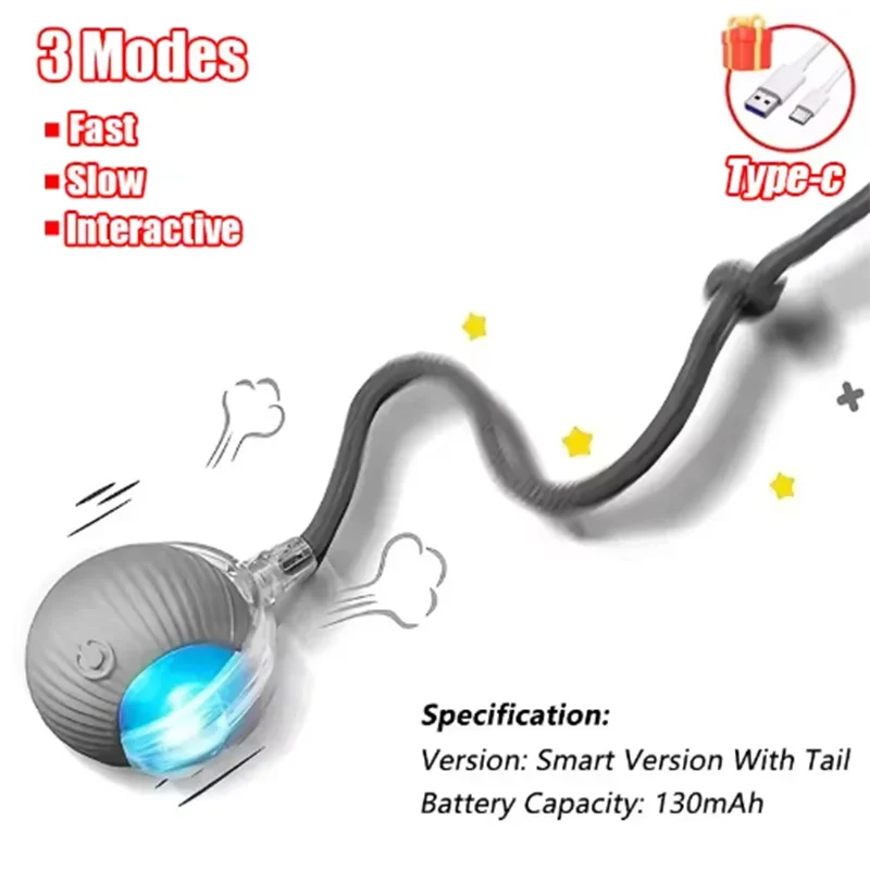 Rechargeable Automatic Rolling Ball Cat Toy Imitates Mouse