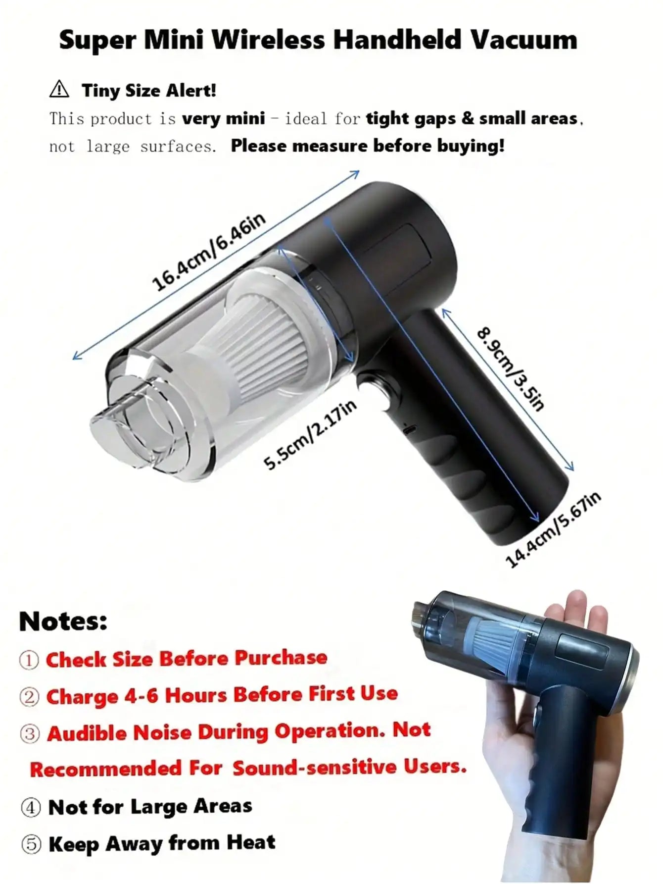 Cordless Handheld Vacuum Cleaner With Multiple Nozzles For Home