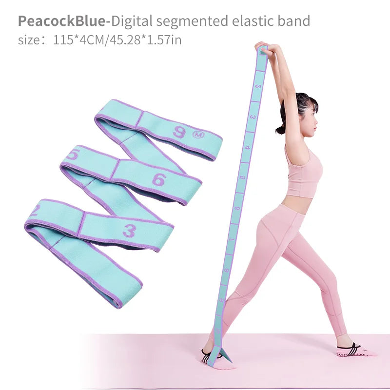 Elastic Yoga Stretching Strap With Loops For Ballet Dance Pilates