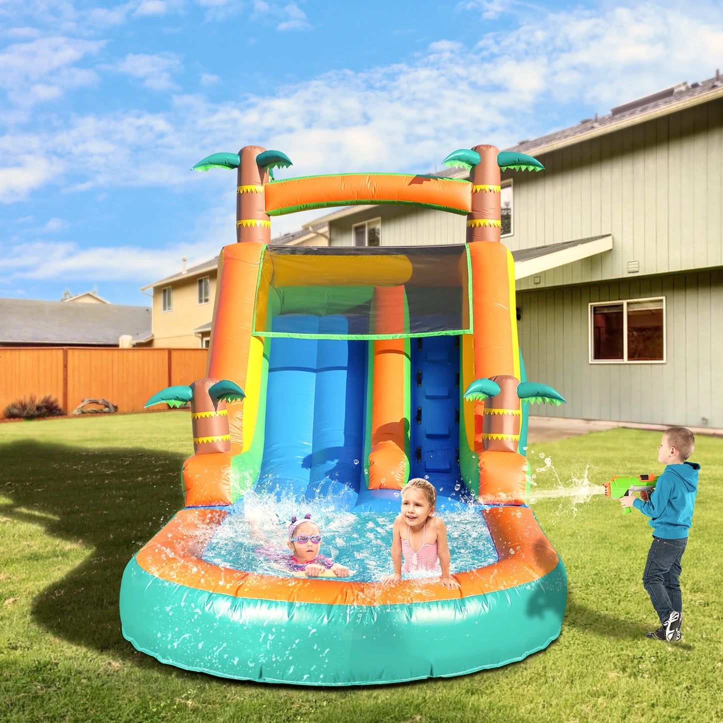 King Inflatable Commercial PVC Water Slide Bounce House With Blower