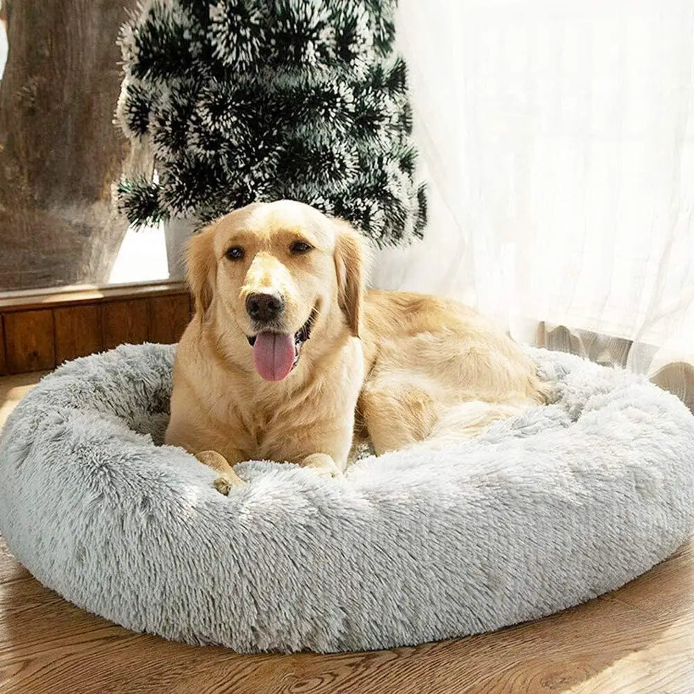Donut Dog Bed Warm Plush Calming Luxury PetBed For Dogs