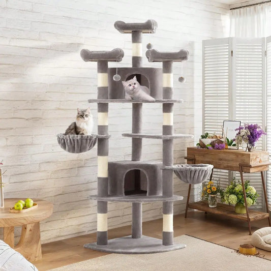 Three Tier Indoor Cat Tree Tower For Corner Space Saving