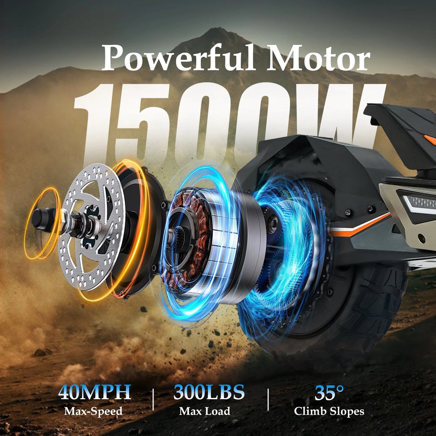 BIkydom Electric Scooter 1500W 40 MPH Max Speed 45 Miles Range