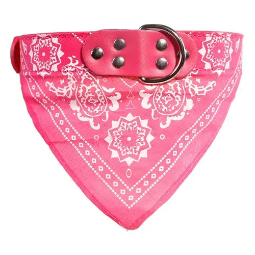 Leather Printed Adjustable Dog Bandana Collar for Chihuahua Puppy