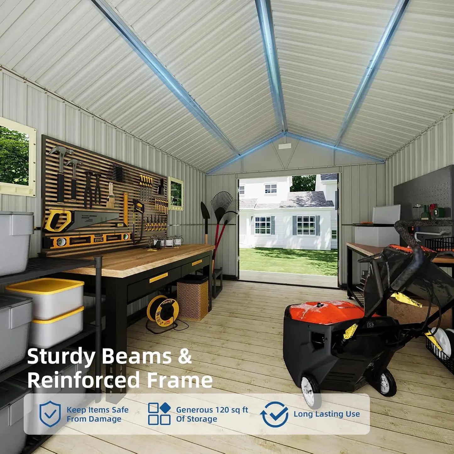 Metal Storage Shed With Lockable Doors And Window