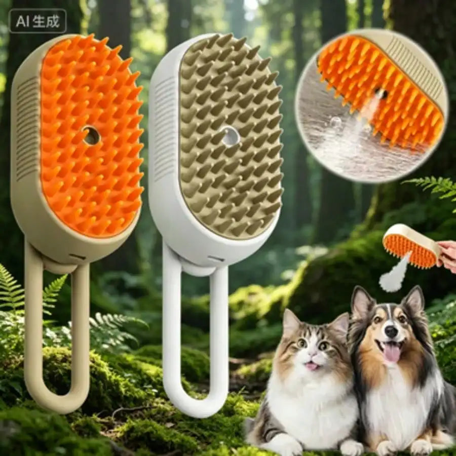 Steam Brush For Cats And Dogs 4 In 1 Self Cleaning Grooming