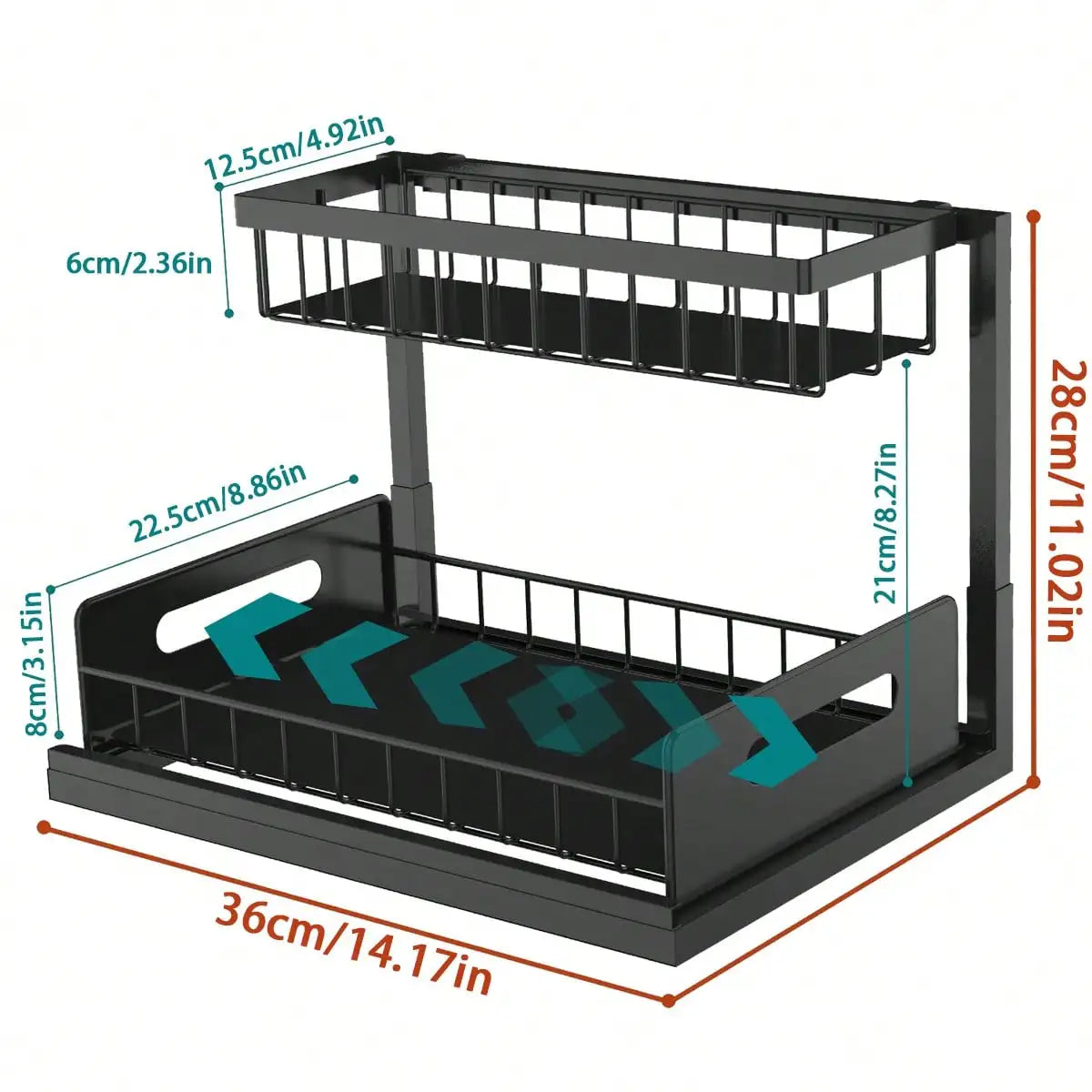 Under Sink Organizer Rack 2 Tier Sliding Cabinet Basket Drawer Storage