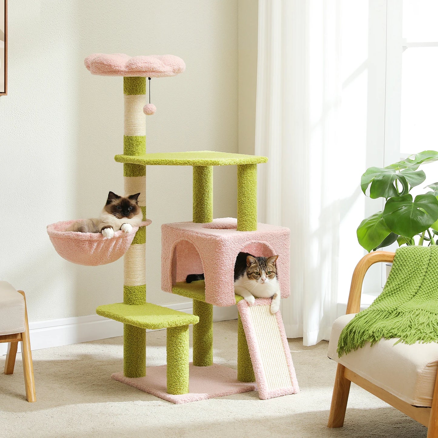 PAWZ Road Flower Cat Tree Multi Level Cat Tower With Sisal Posts