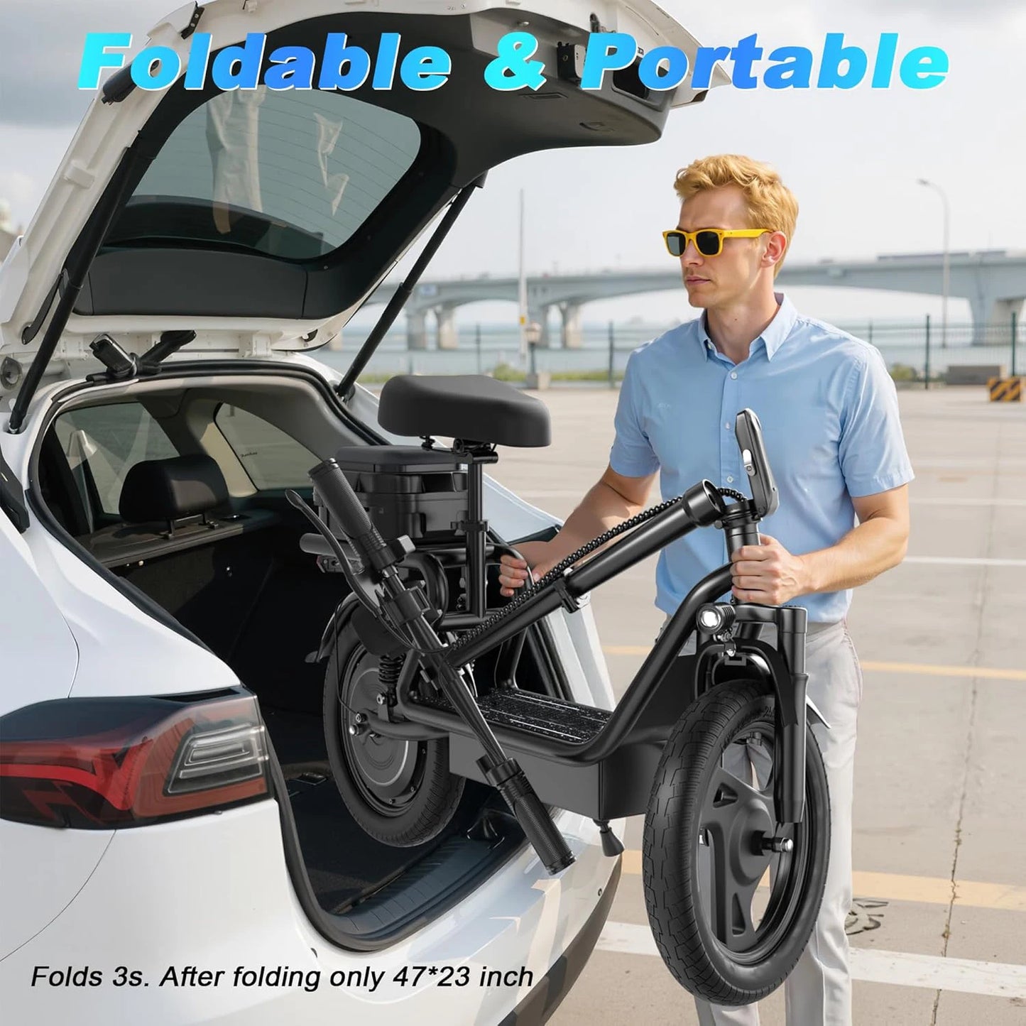 AOVOPRO Folding Electric Bike Dual Suspension 27 Mile Range
