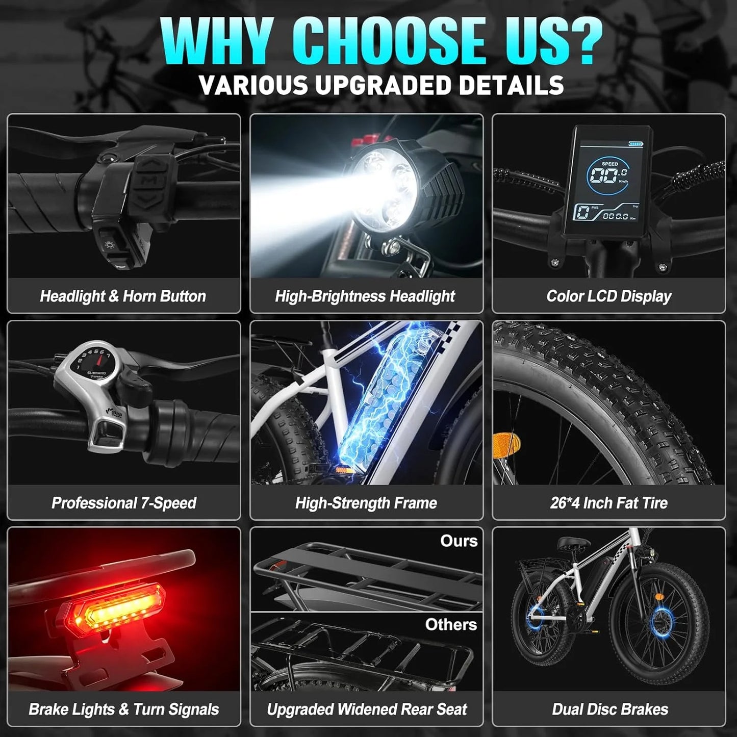 OBX Electric Mountain EBike 1500W Brushless Motor All Terrain