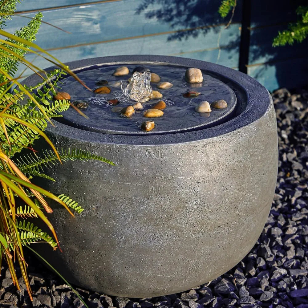 Garden Water Fountain Bubbler Water Feature With Lights And Pump