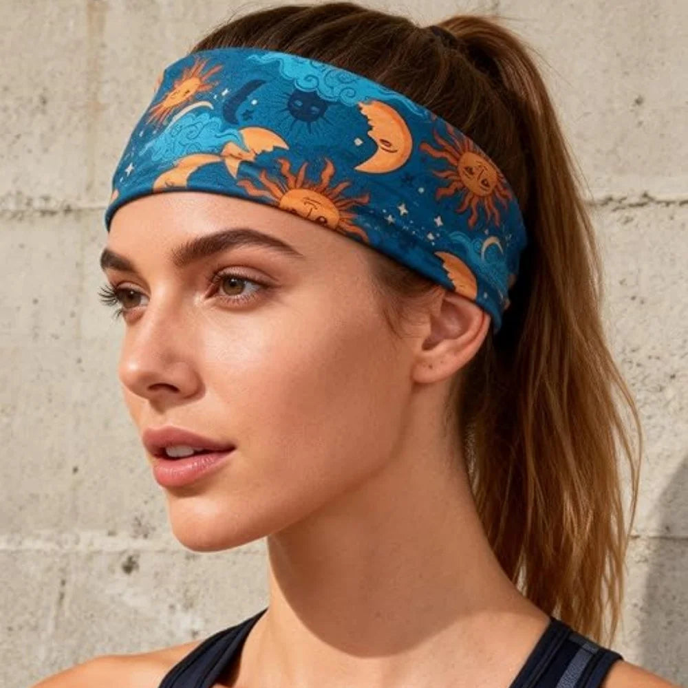 Stars Moon Wide Knotted Non Slip Headbands For Women