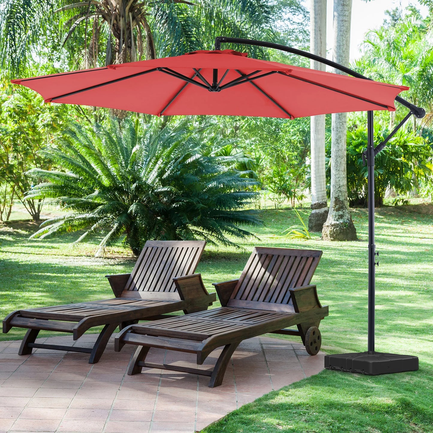 JHK Outdoor Patio Cantilever Umbrella With Easy Tilt UV Protection