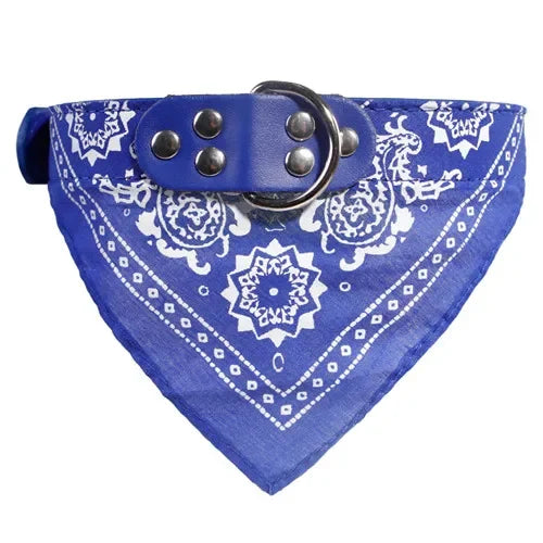 Leather Printed Adjustable Dog Bandana Collar for Chihuahua Puppy