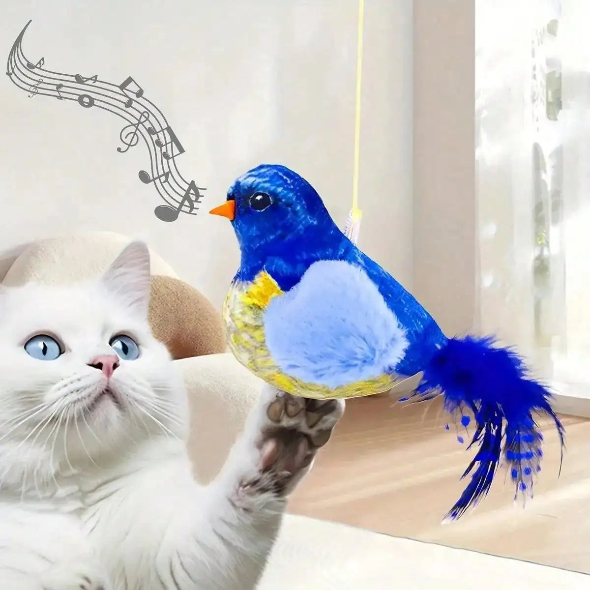 Interactive Cat Toy With Realistic Bird Sounds No Battery Required