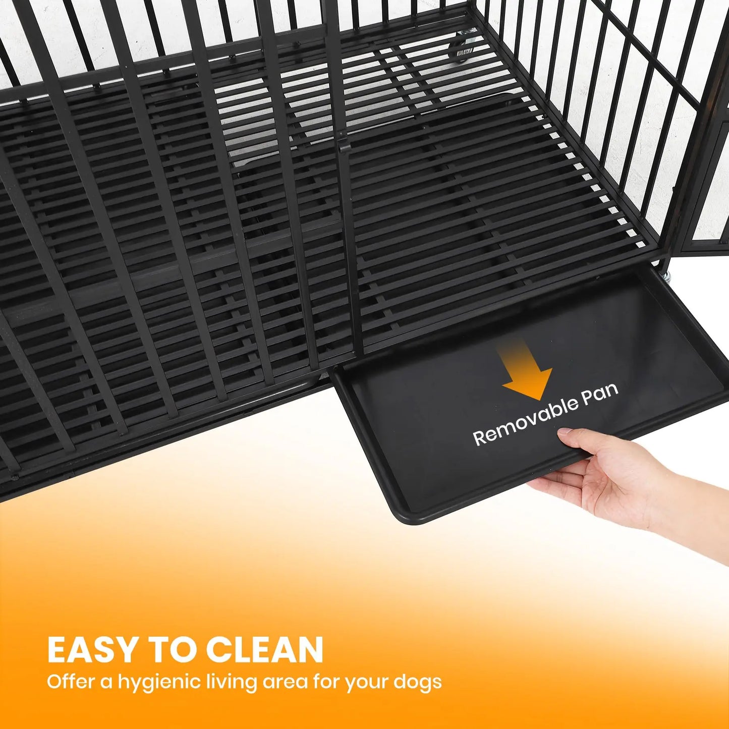 HiMISS Heavy Duty Escape Proof Metal Dog Crate With Three Doors Removable Tray