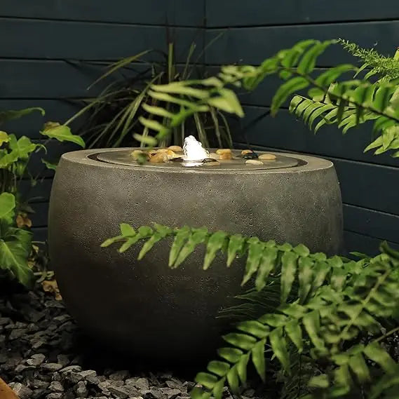 Garden Water Fountain Bubbler Water Feature With Lights And Pump