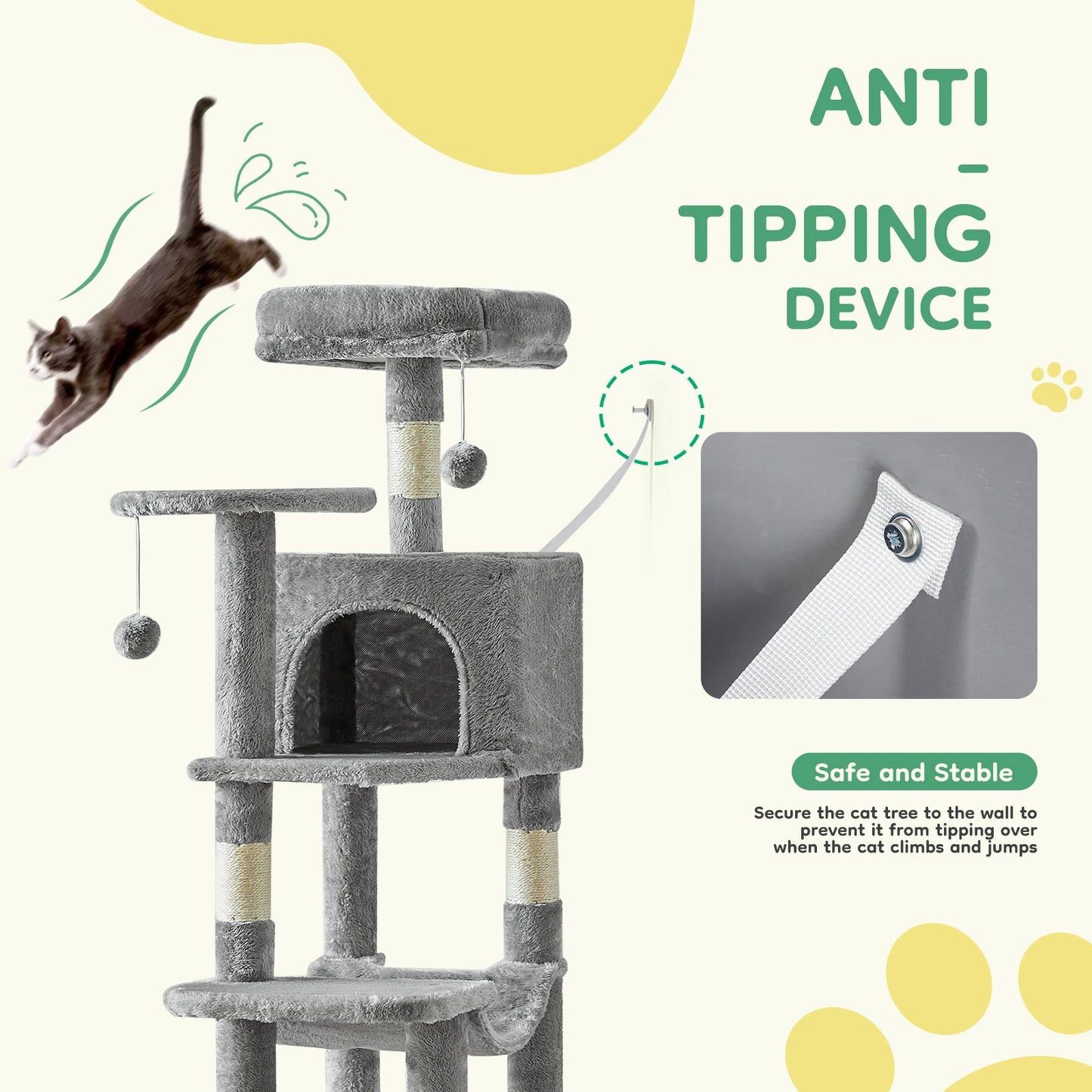 JHK Cat Tree MultiCat Climbing Tower Indoor Sisal Scratching Posts