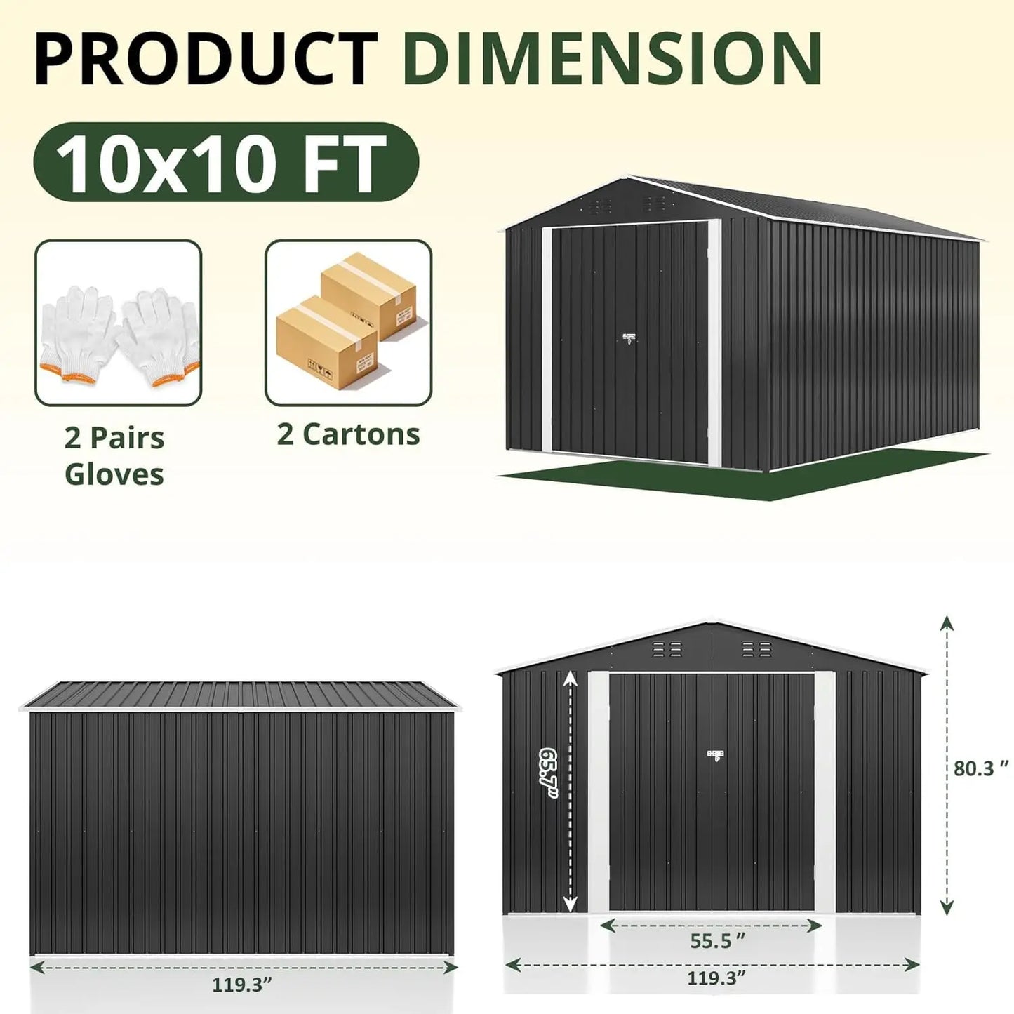 Metal Garden Storage Shed With Lockable Doors And Upgraded Frame