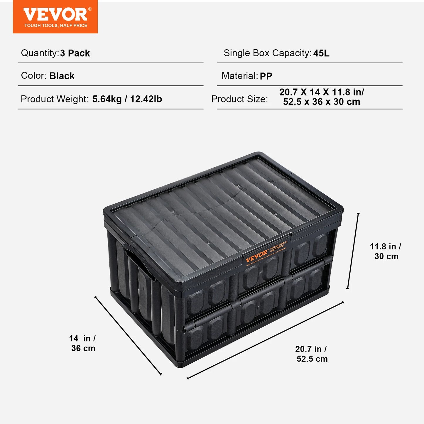Three Piece Collapsible Stackable Storage Bins With Lids For Home Garage
