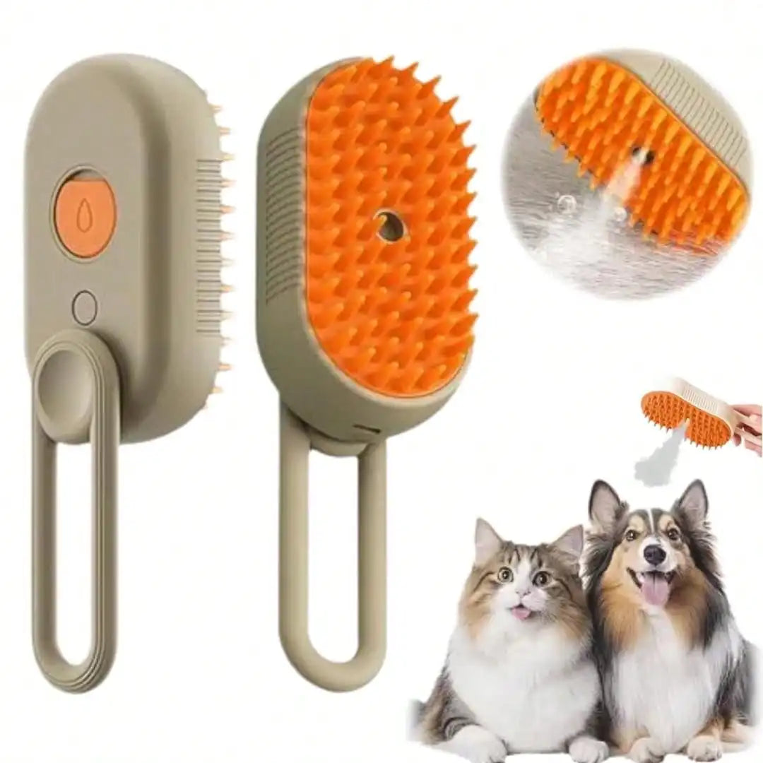 Steam Brush For Cats And Dogs 4 In 1 Self Cleaning Grooming