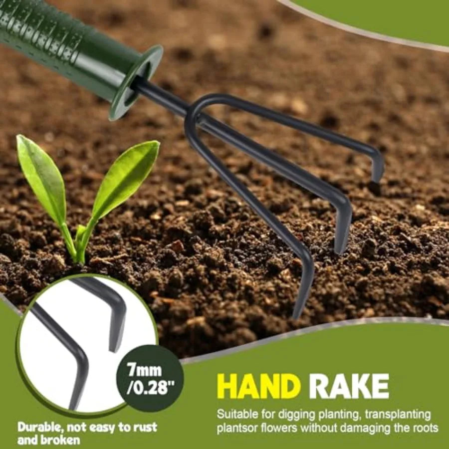 SHXI Garden Tool Set 4 Pieces With Hand Shovel Transplant Shovel Weeder And Rake