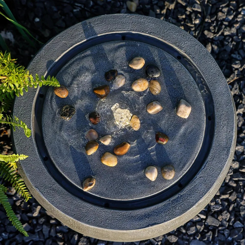 Garden Water Fountain Bubbler Water Feature With Lights And Pump