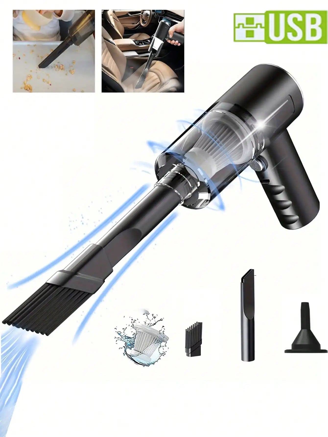 Cordless Handheld Vacuum Cleaner With Multiple Nozzles For Home