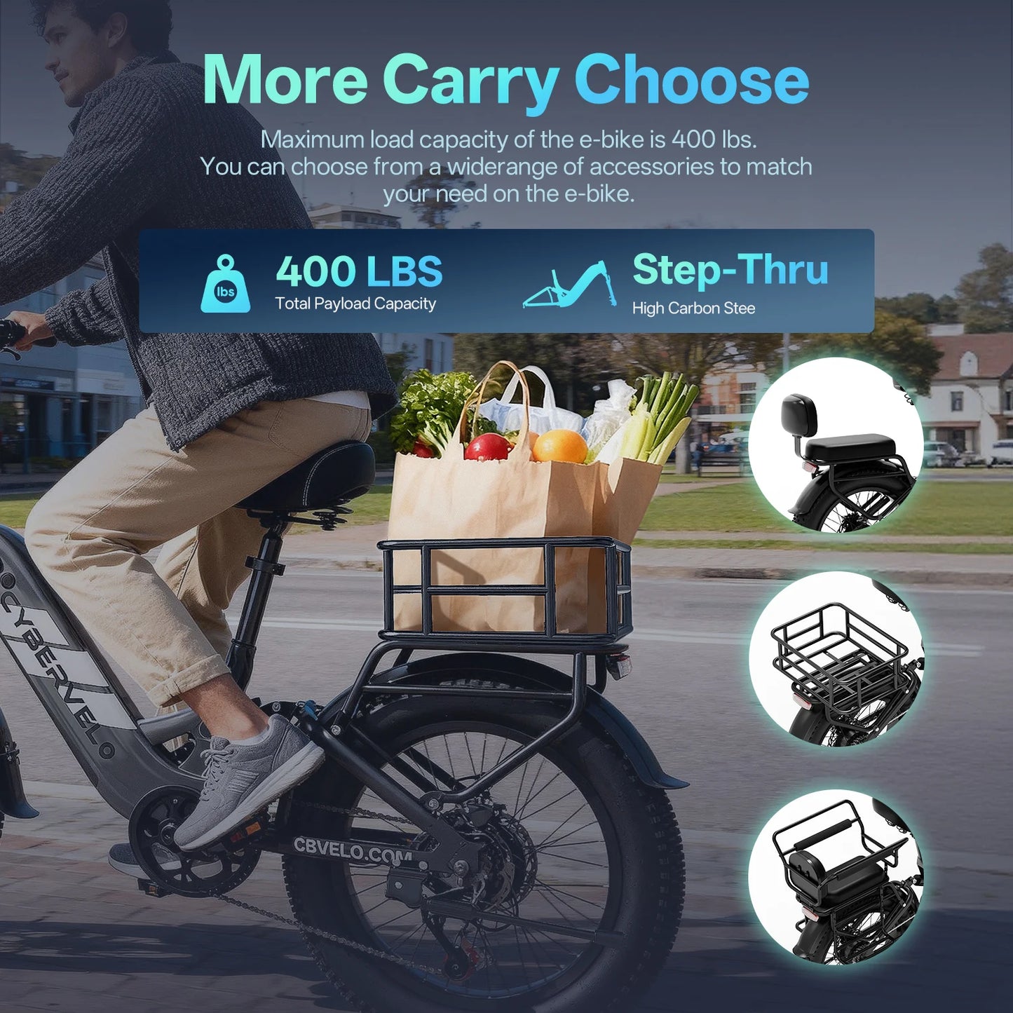 CYBERVELO EK12 1000W Fat Tire Electric Bicycle 48V 20Ah