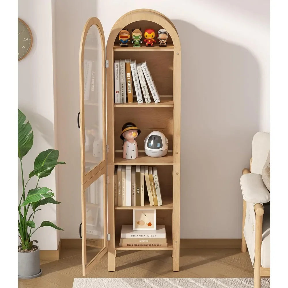 Arched Display Cabinet With Acrylic Glass Doors Modern Wood Curio