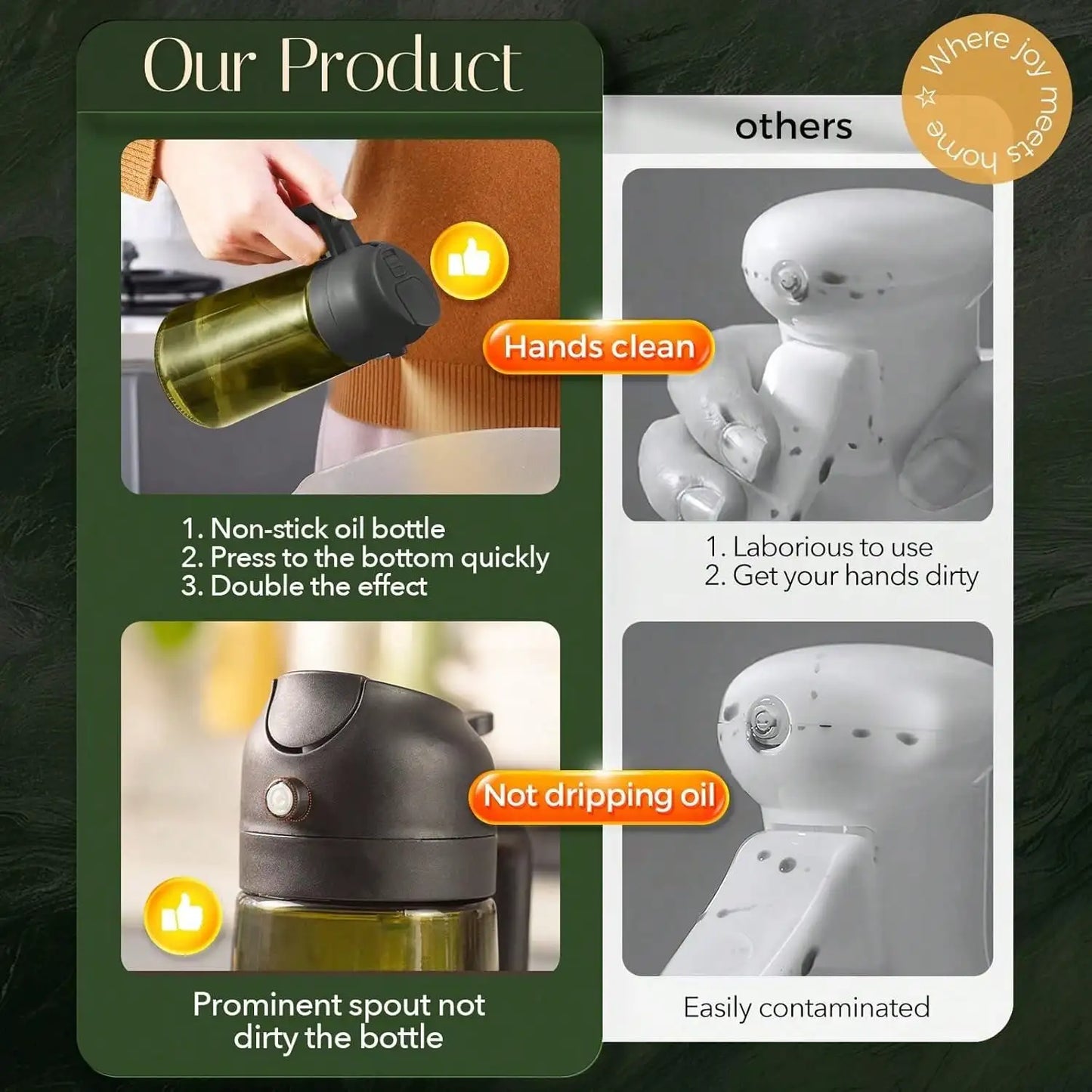 Olive Oil Dispenser 2 In 1 Cooking Oil Sprayer Mister