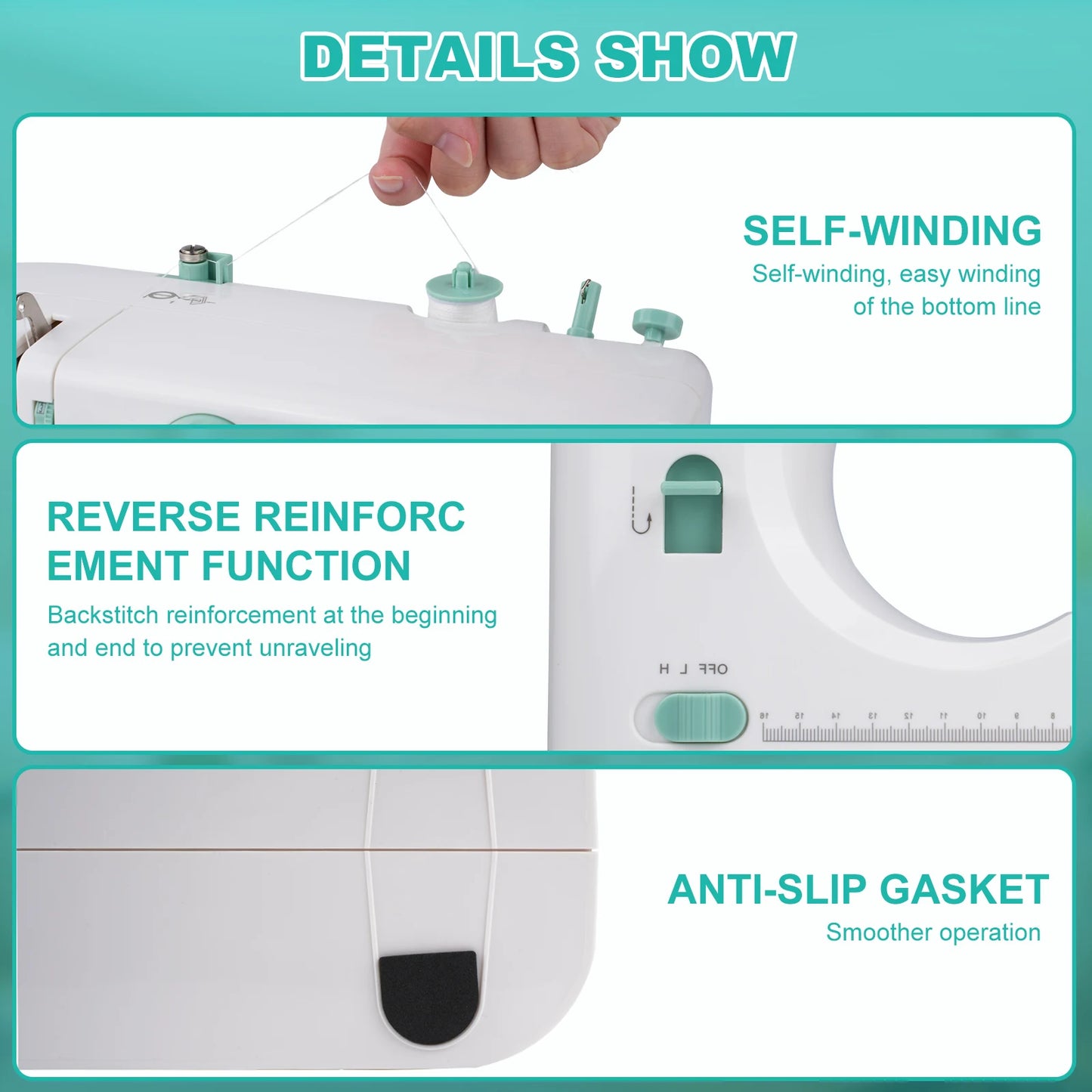 LetCartMaker 12 Stitches Mini Sewing Machine With Foot Pedal Gift