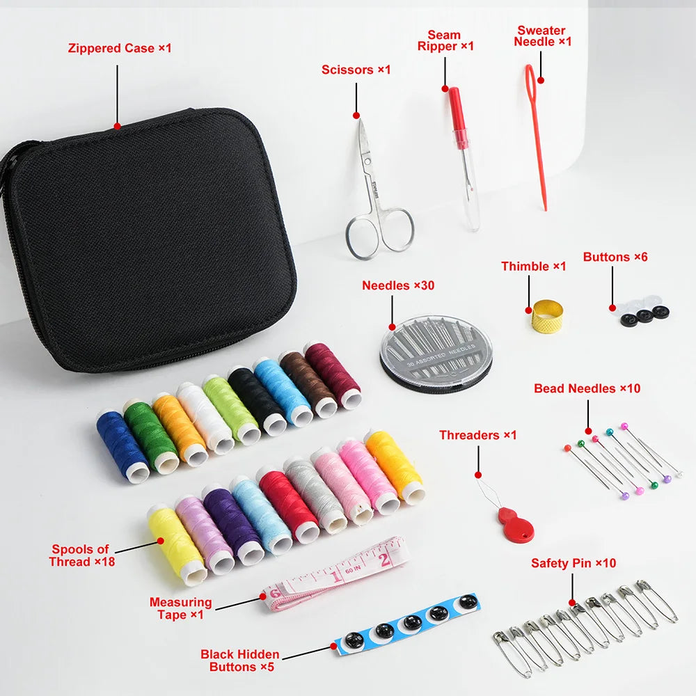 Mixed Color Canvas Sewing Kit Portable Travel Essentials For Everyday Repairs