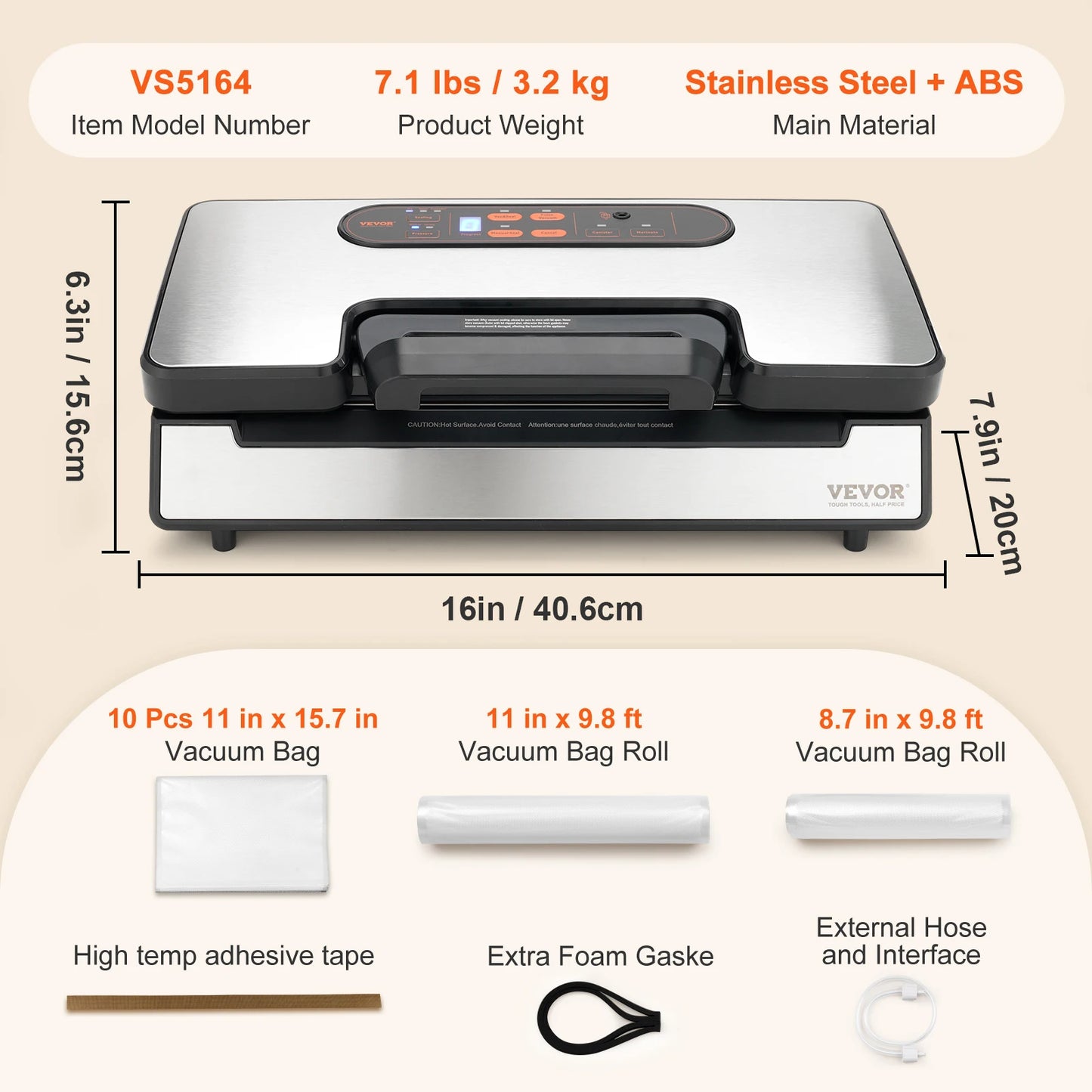 Succebuy Vacuum Sealer 90KPa 130W With Free 10 Vacuum Bags