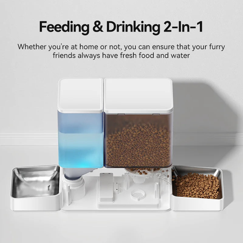 ROJECO 2In1 Automatic Pet Feeder Gravity Water Fountain For Cats