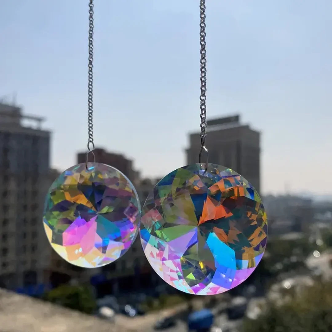 Round Crystal Sun Catchers Glass Prism Rainbow Maker For Window