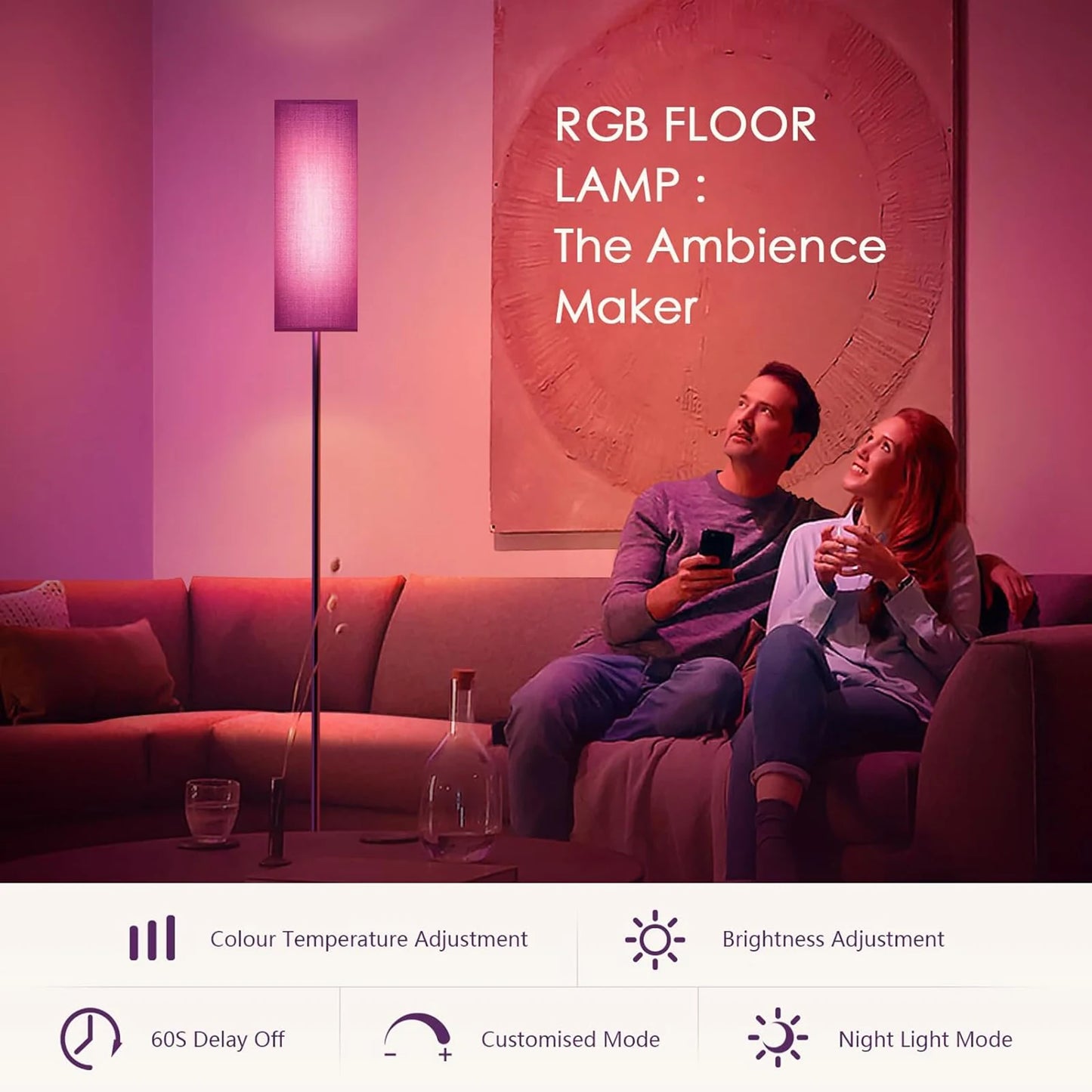 Modern Floor Lamp With RGB Light For Living Room Study