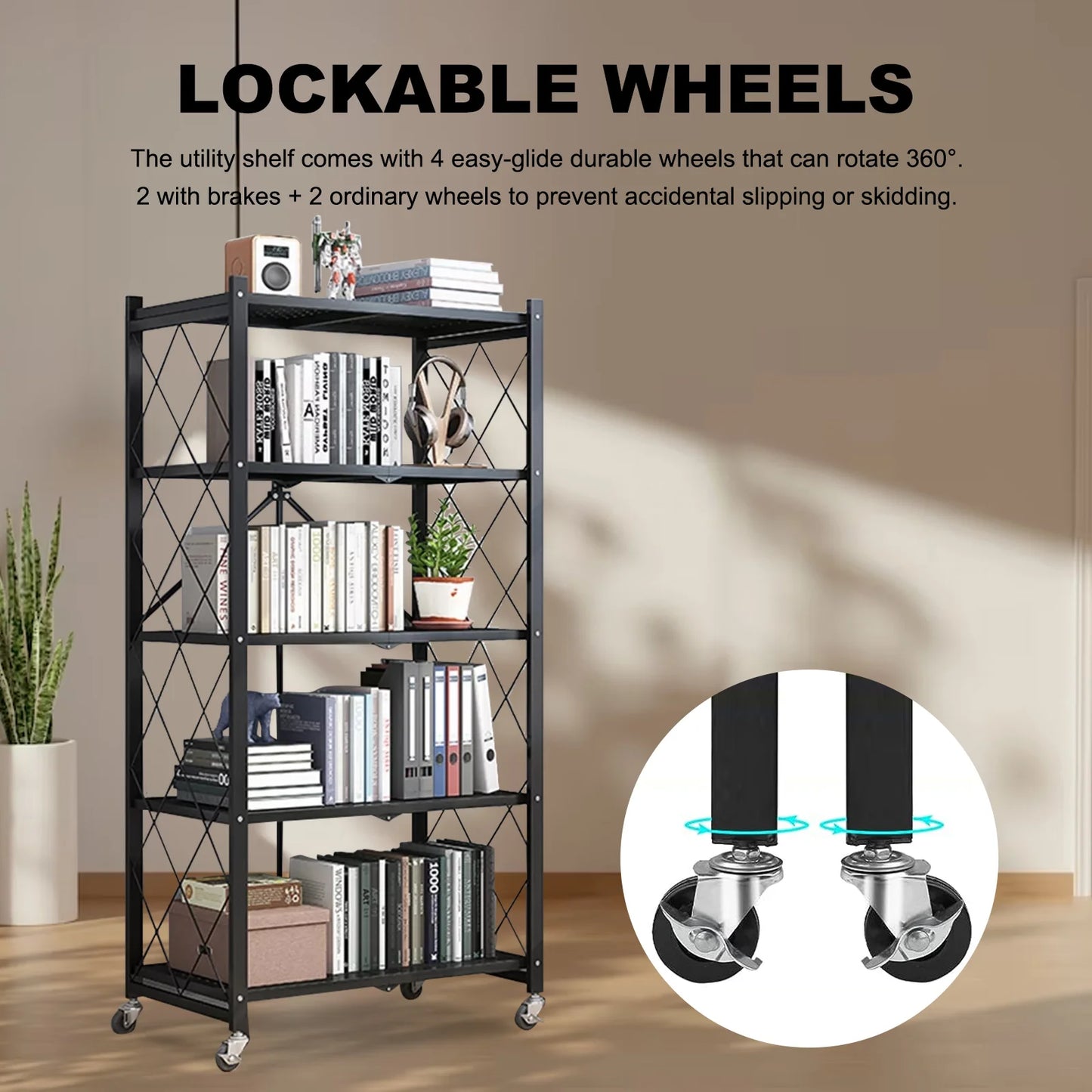 5 Tier Metal Storage Shelving Unit On Wheels