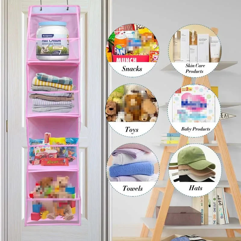 4 Layer Foldable Hanging Storage Bag Behind Door Closet Organizer