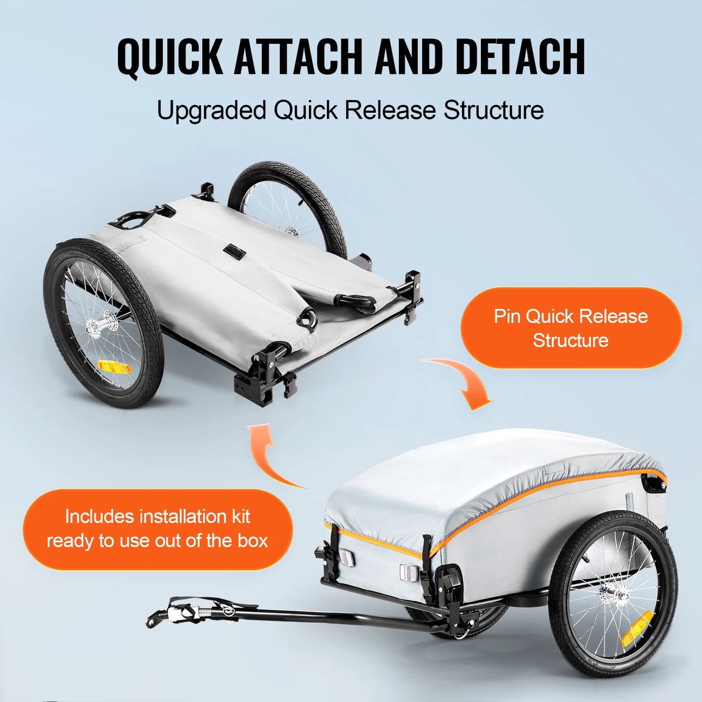 SucceBuy 100 Pound Folding Bike Cargo Trailer With Waterproof Cover
